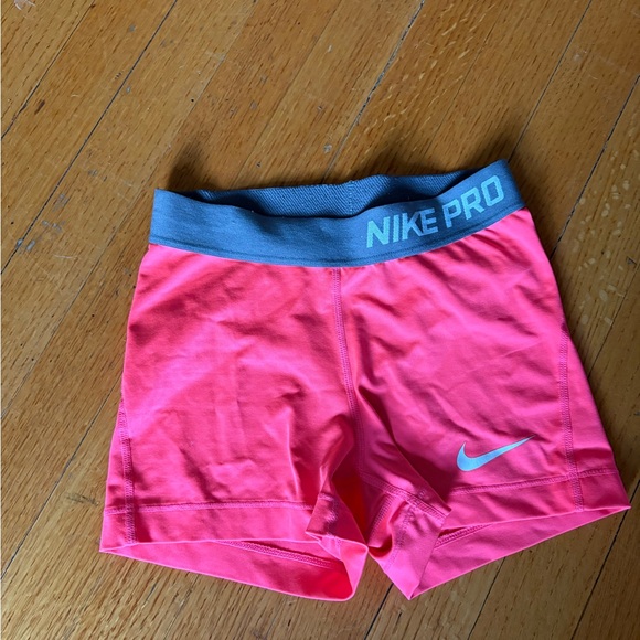 Nike Pro Bright Pink Shorts with Gray Waistband - Picture 1 of 4